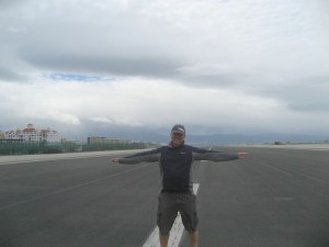 You have to cross the Airport runway to get in